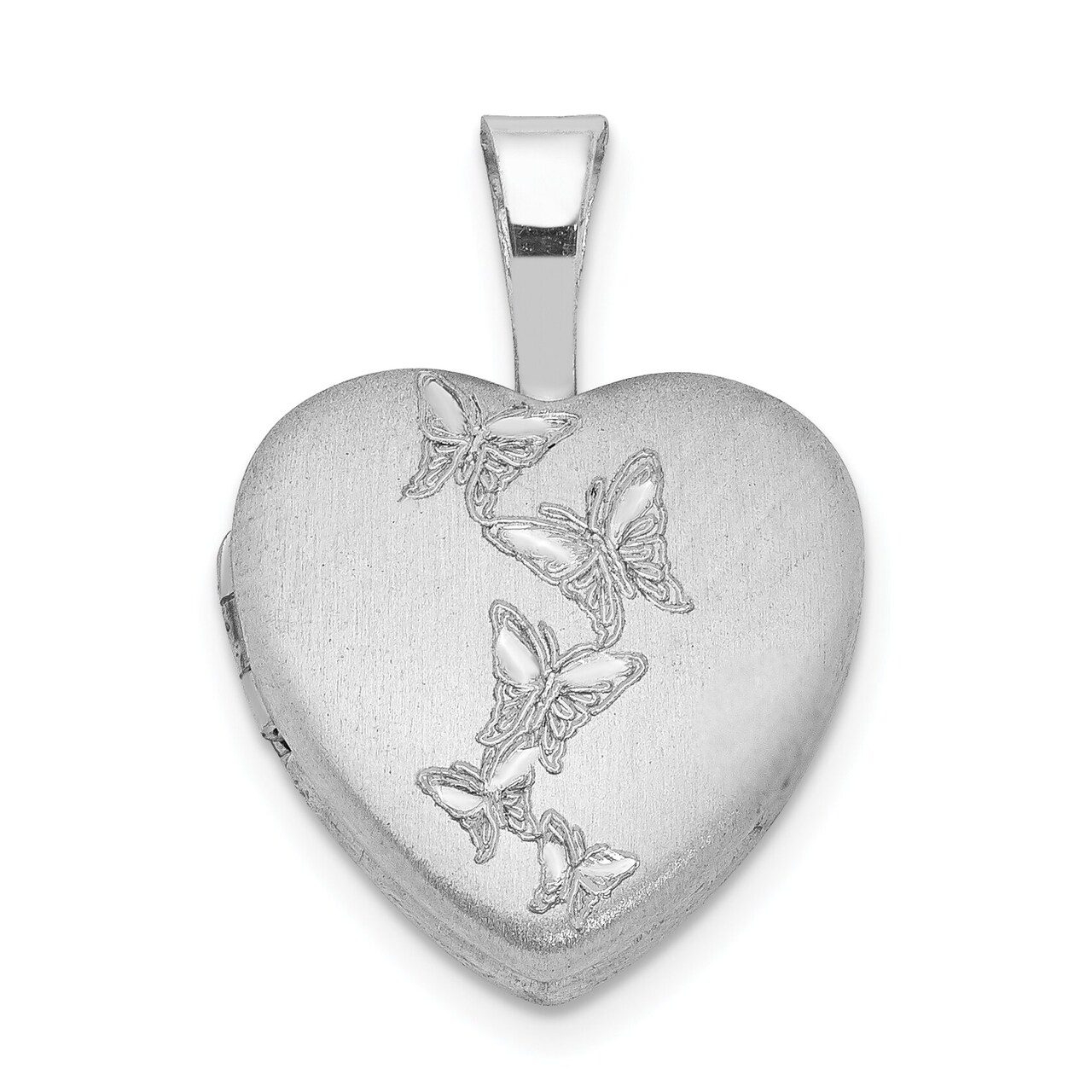 Sterling Silver Butterflies Pattern 12mm Heart Pendant Charm Locket 12mm x 12mm